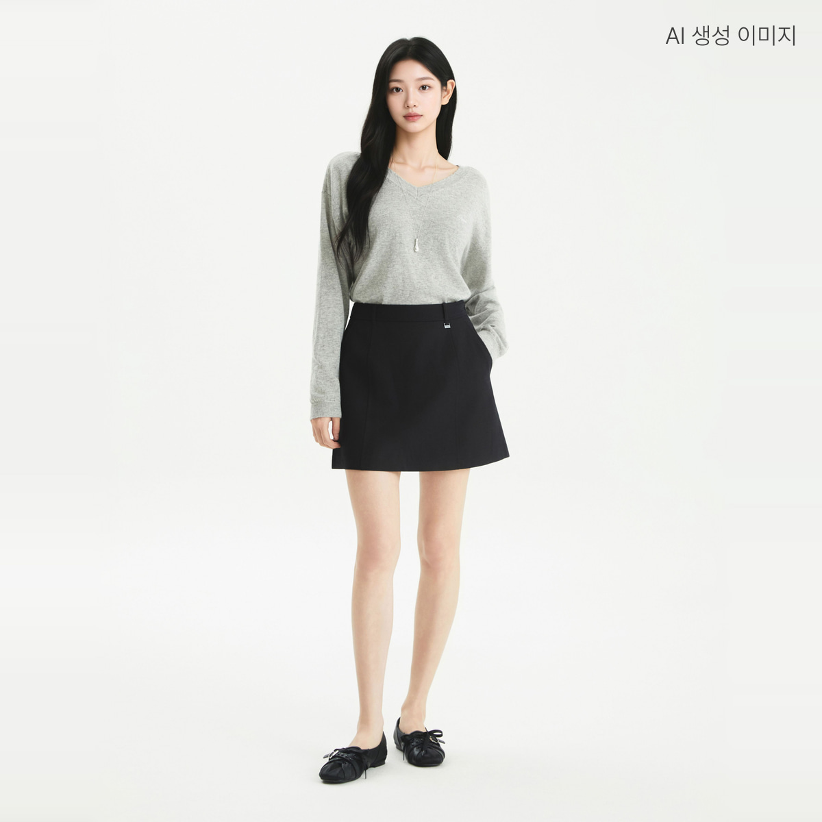 로엠 미니 자수 브이넥 풀오버 RMKAG49R16 이미지 6