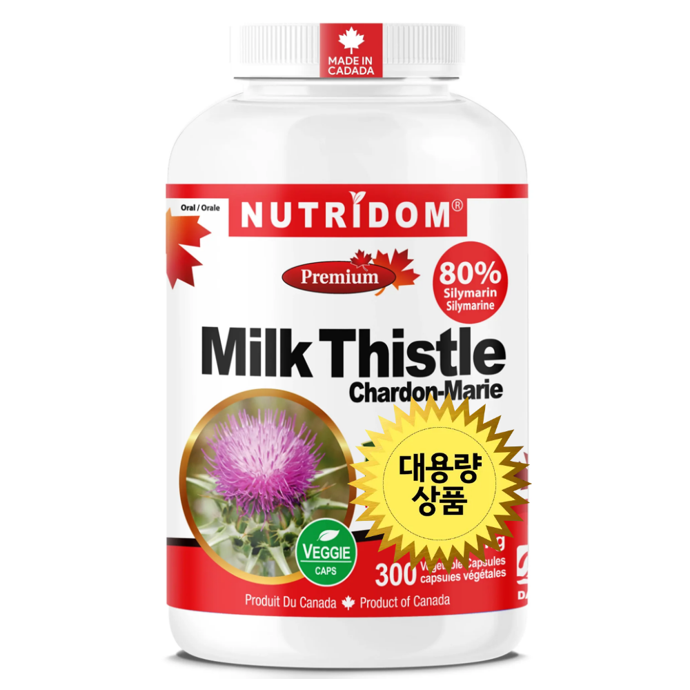 뉴트리돔 천연 밀크씨슬 밀크시슬 250mg 실리마린 80% 대용량 300캡슐, 1개 - 상품 이미지