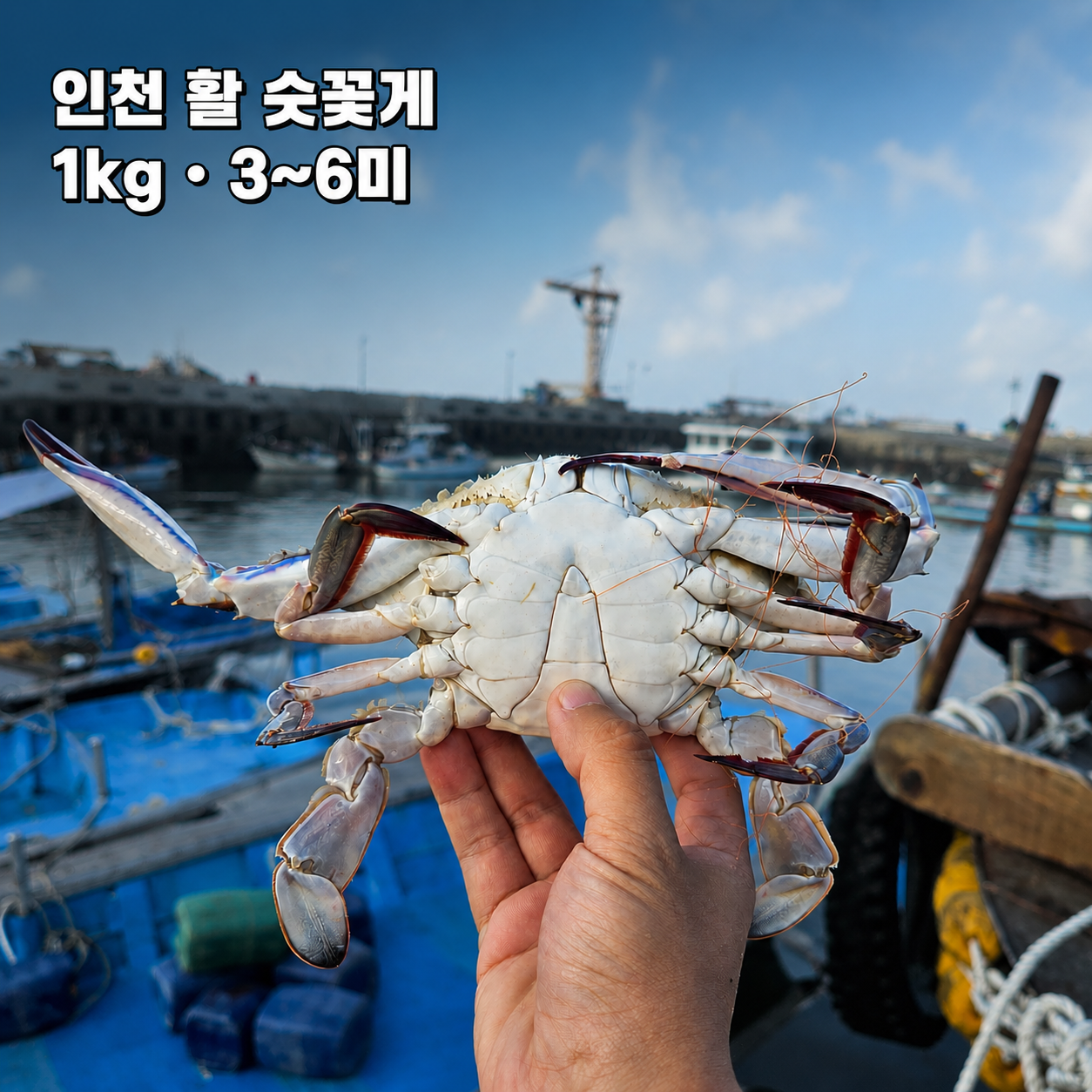 국내산 인천/군산 활 숫꽃게 1kg 3-6미 자연산 꽃게 - 상품 이미지