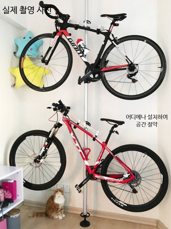 자전거 벽걸이 거치대 실내 수직 보관 주차용 가정용 전시용 프레임 3m 알루미늄 걸이 2개 끈 - 상세 이미지 3
