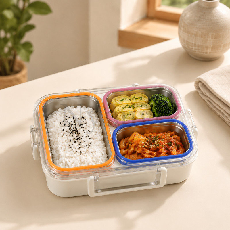 직장인 3칸 밀폐 도시락 304 스텐 앤유브 - 상품 이미지
