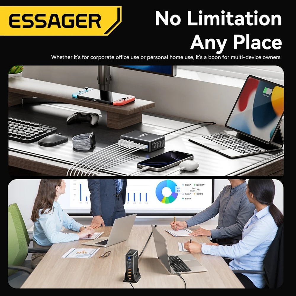 고속 충전기 멀티 충전기 충전 스테이션 320W GaN 8포트 USB 타입C PD 100W 상품 이미지