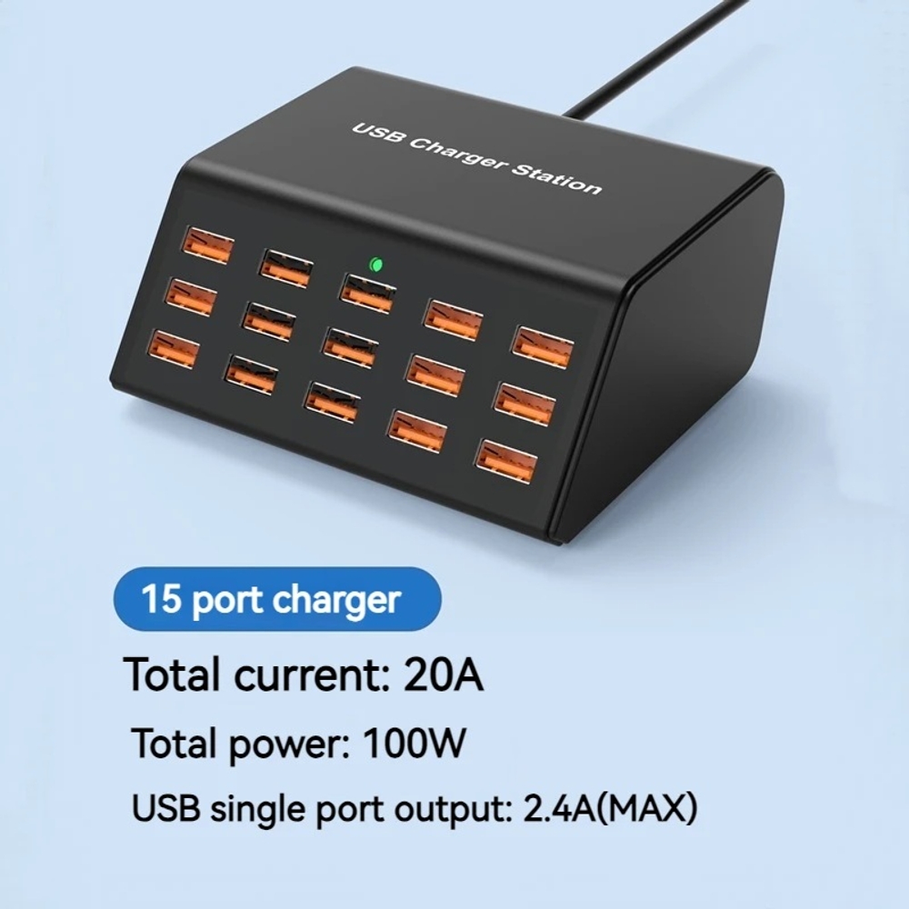 고속 충전기 멀티 충전기 충전 스테이션100W 데스크탑 범용 USB 15포트 상품 이미지