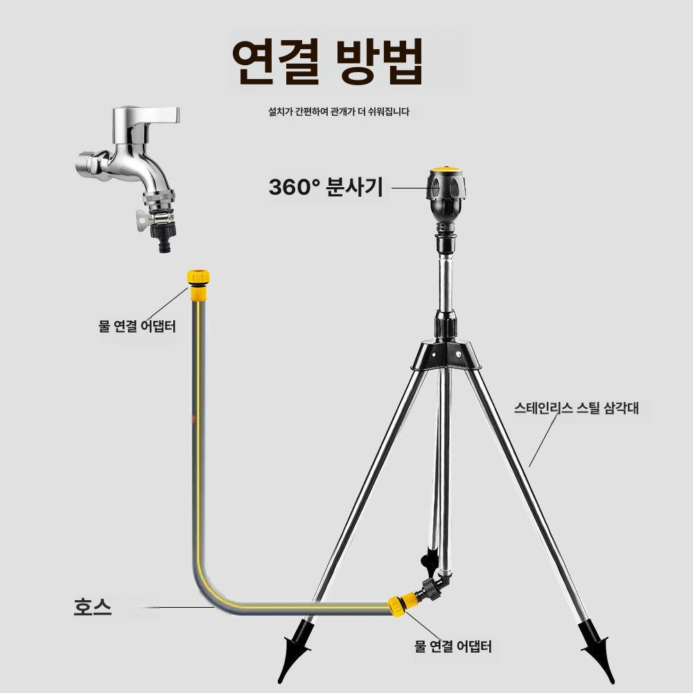 360도 회전 스프링클러 삼각대형 높이조절 농업용 잔디 정원 관수기 헤드 - 상세 이미지 5