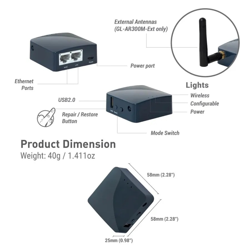 와이파이 인터넷 공유기 lte 라우터 GL.iNet 포켓 확장기 WDS OpenWrt AR300M16 - 상세 이미지 5