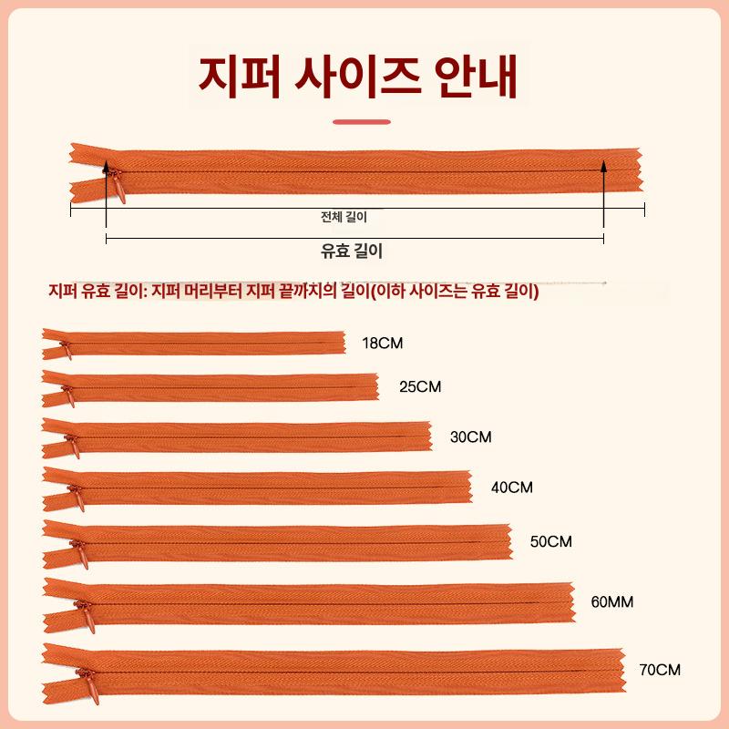 숨은지퍼 콘솔지퍼 의류 가방 쿠션 수선용 재봉 부자재 봉제 자크 25CM 재스민옐로우 - 상세 이미지 3