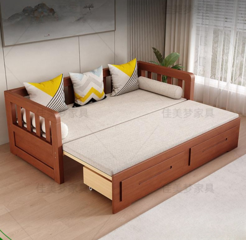 침대평상 나무침대프레임 평상침대 평상형 수납 원목 브라운 120x200 원목 - 상세 이미지 2
