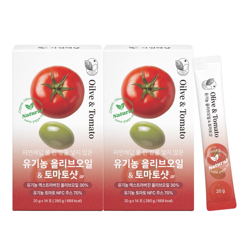 자연해답 유기농 엑스트라버진 올리브오일 & 토마토샷 올토샷 20g 14포, 2개 - 상품 이미지