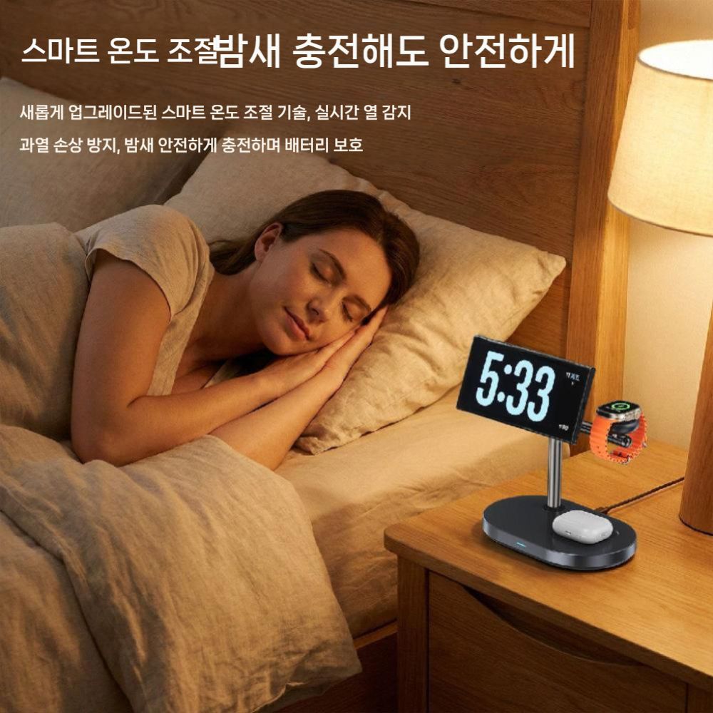 갤럭시 z폴드8 와이드 3-in-1 고속 충전 25W 맥세이프 자석 무선 충전기 거치대 - 상세 이미지 4