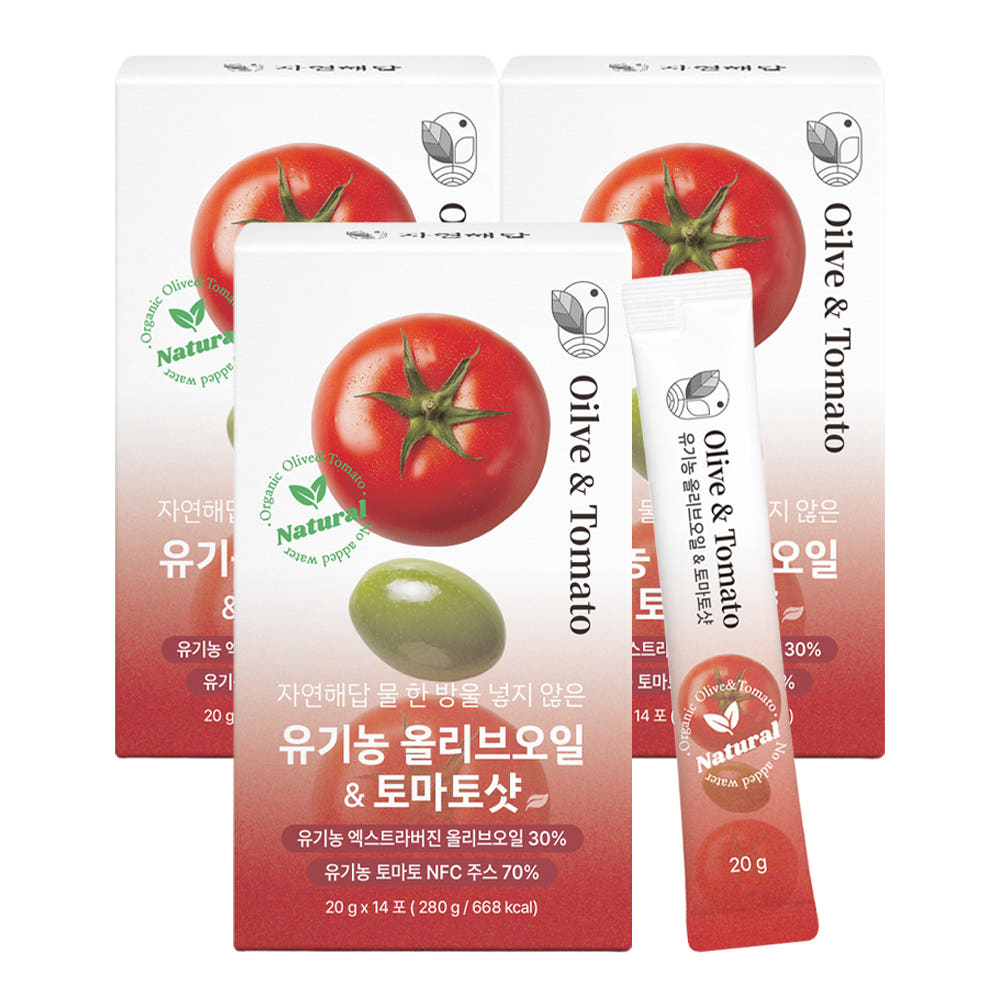 자연해답 유기농 엑스트라버진 올리브오일 & 토마토샷 올토샷 20g 14포, 3개 - 상품 이미지