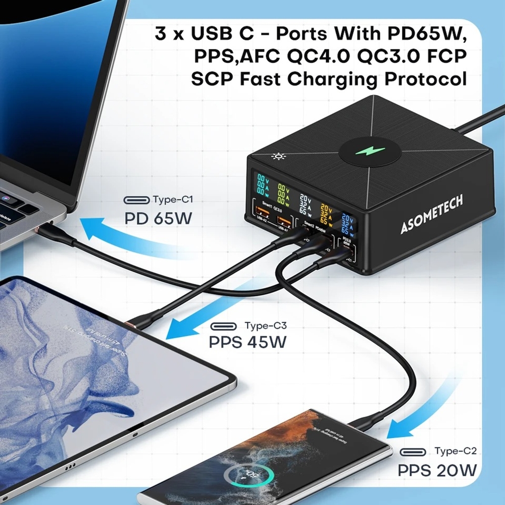 고속충전기 멀티충전기 160W 5포트 충전스테이션 15W PD 65W QC3.0 상품 이미지