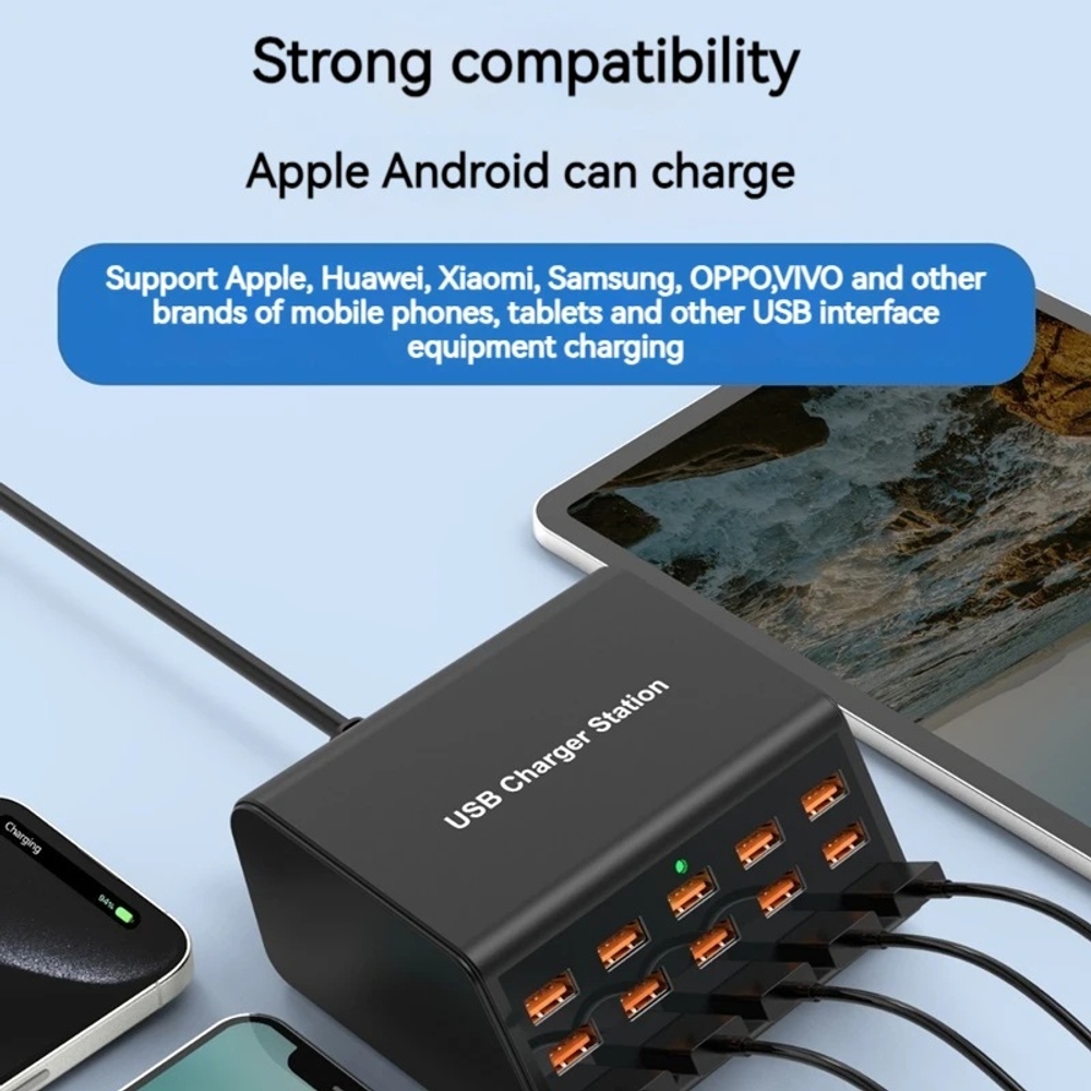 고속 충전기 멀티 충전기 충전 스테이션100W 데스크탑 범용 USB 15포트 상품 이미지