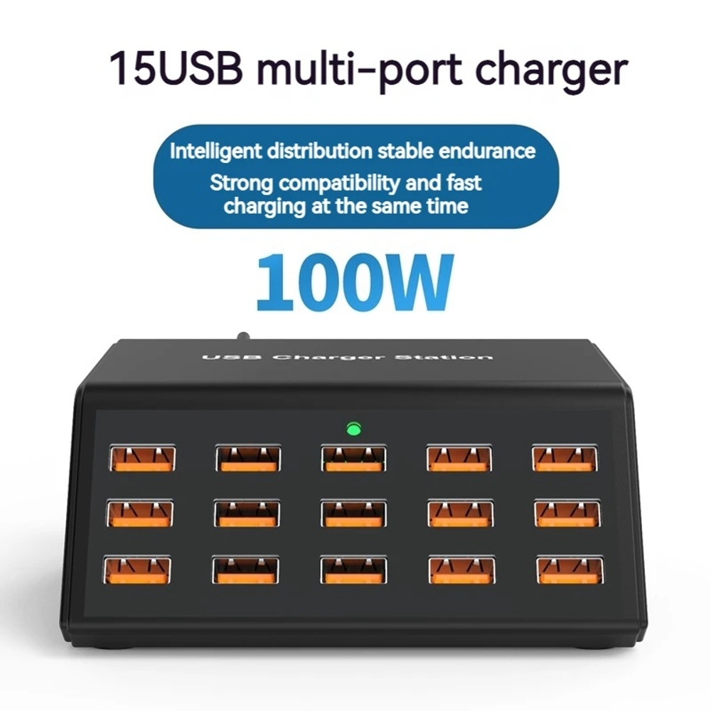고속 충전기 멀티 충전기 충전 스테이션100W 데스크탑 범용 USB 15포트 상품 이미지