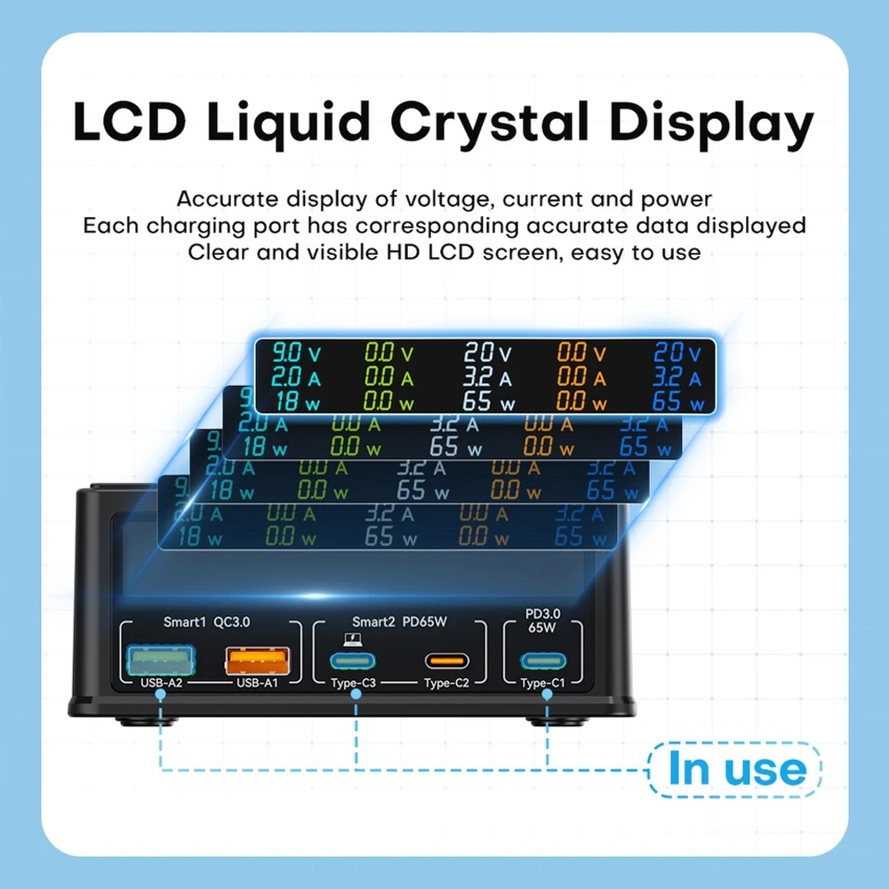 고속충전기 멀티충전기 160W 5포트 충전스테이션 15W PD 65W QC3.0 상품 이미지