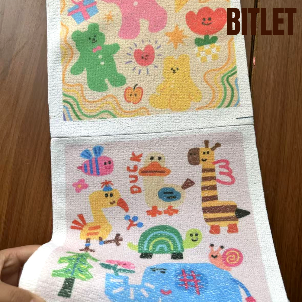 비뜰렛 뜯어쓰는 다회용 행주 감성 캐릭터 예쁜 주방 타올 수건 - 상세 이미지 4