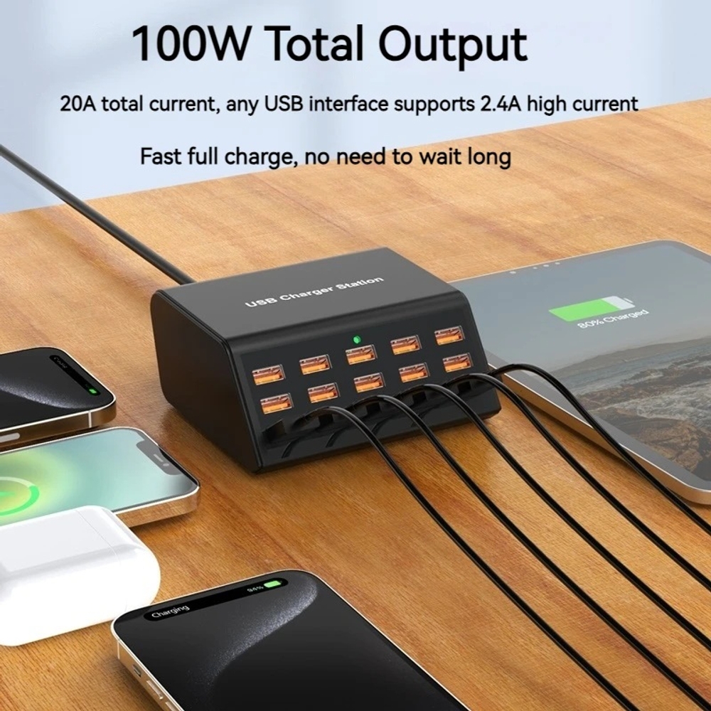 고속 충전기 멀티 충전기 충전 스테이션100W 데스크탑 범용 USB 15포트 상품 이미지