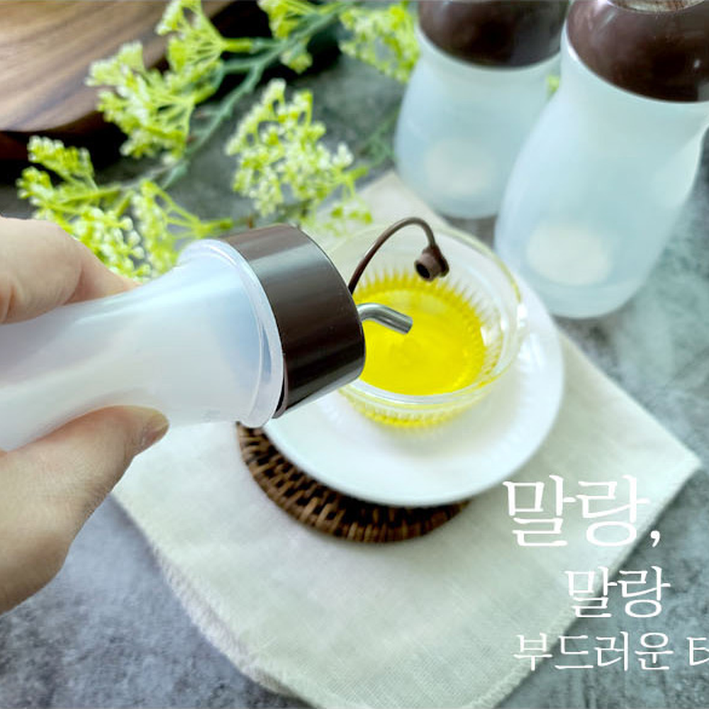 말랑몸체테이블웨어오일병 스텐무늬목국내제작양념병 노즐위생주방정리소스병 500ml - 상세 이미지 3