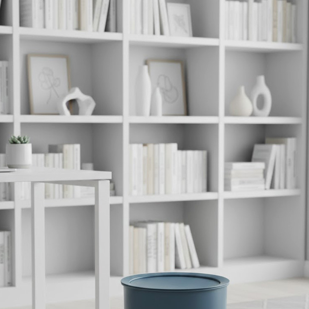 스윙형침실용 모던미니멀공간활용스윙휴지통 블루컬러서재용원형휴지통 7.2L - 상세 이미지 5