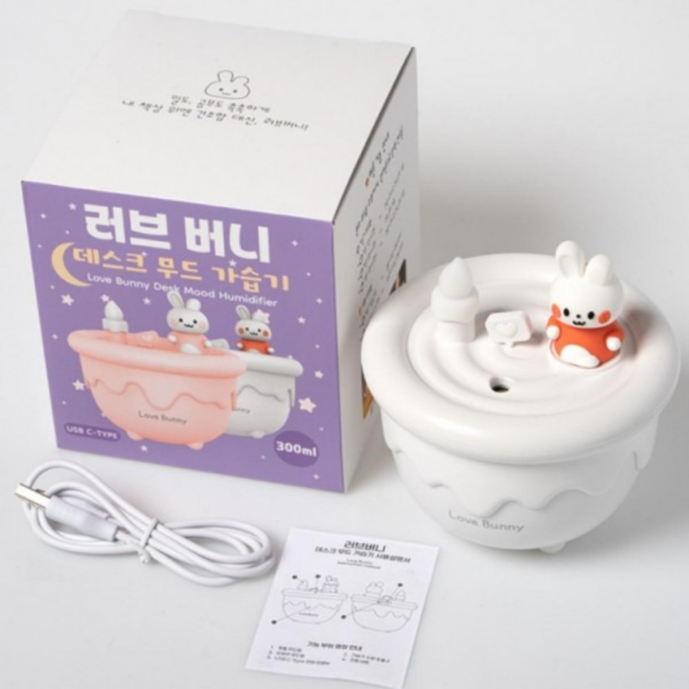 미니 가습기 USB 가습기 초음파 가습기 무드등 가습기 책상용 가습기 러브버니 가습기 - 상품 이미지
