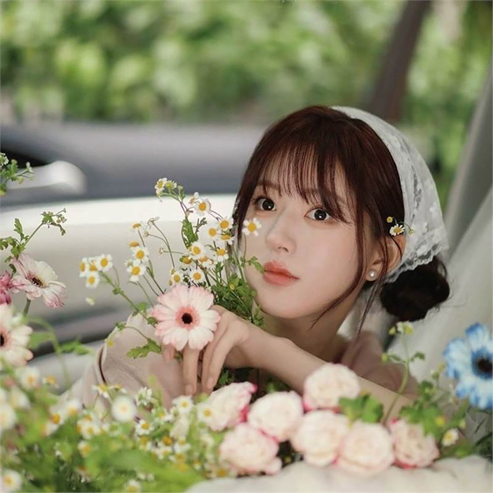 레이스 헤어스카프 꽃무늬 삼각 두건 피크닉 여행 스카프헤어밴드 삼각스카프 헤드스카프 헤어반다나 머리스카프 레이스스카프 레이스머리띠 묶는머리띠 머리반다나 헤드머리띠 - 상품 이미지