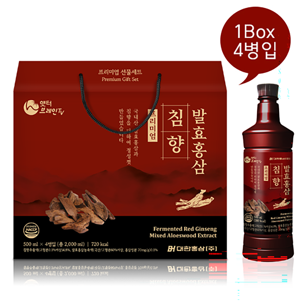 대한홍삼 발효홍삼 침향 프리미엄 500ml x 4병 선물세트 - 상품 이미지