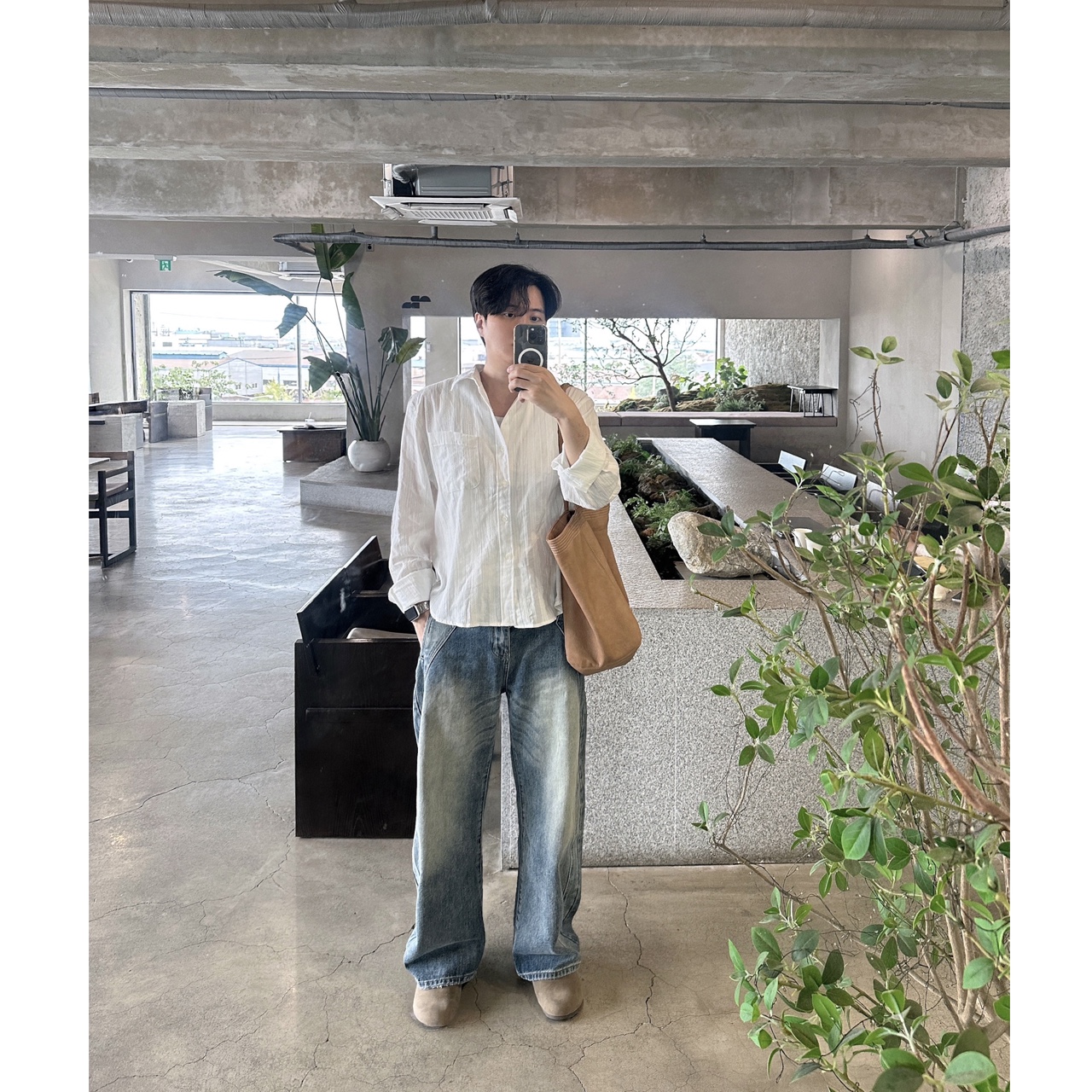 샌드워싱 남자와이드청바지 중청바지 통청바지 - 상세 이미지 2
