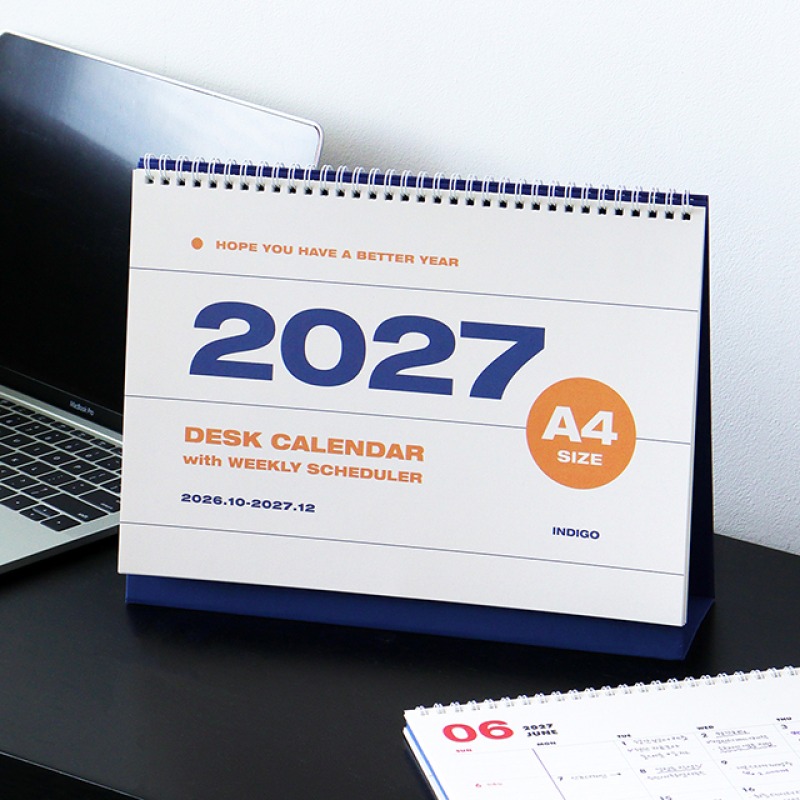2027년 탁상달력 A4 27년 회사 스케줄러 인디고 2027 대형 업무용 스케줄 책상달력 - 상품 이미지