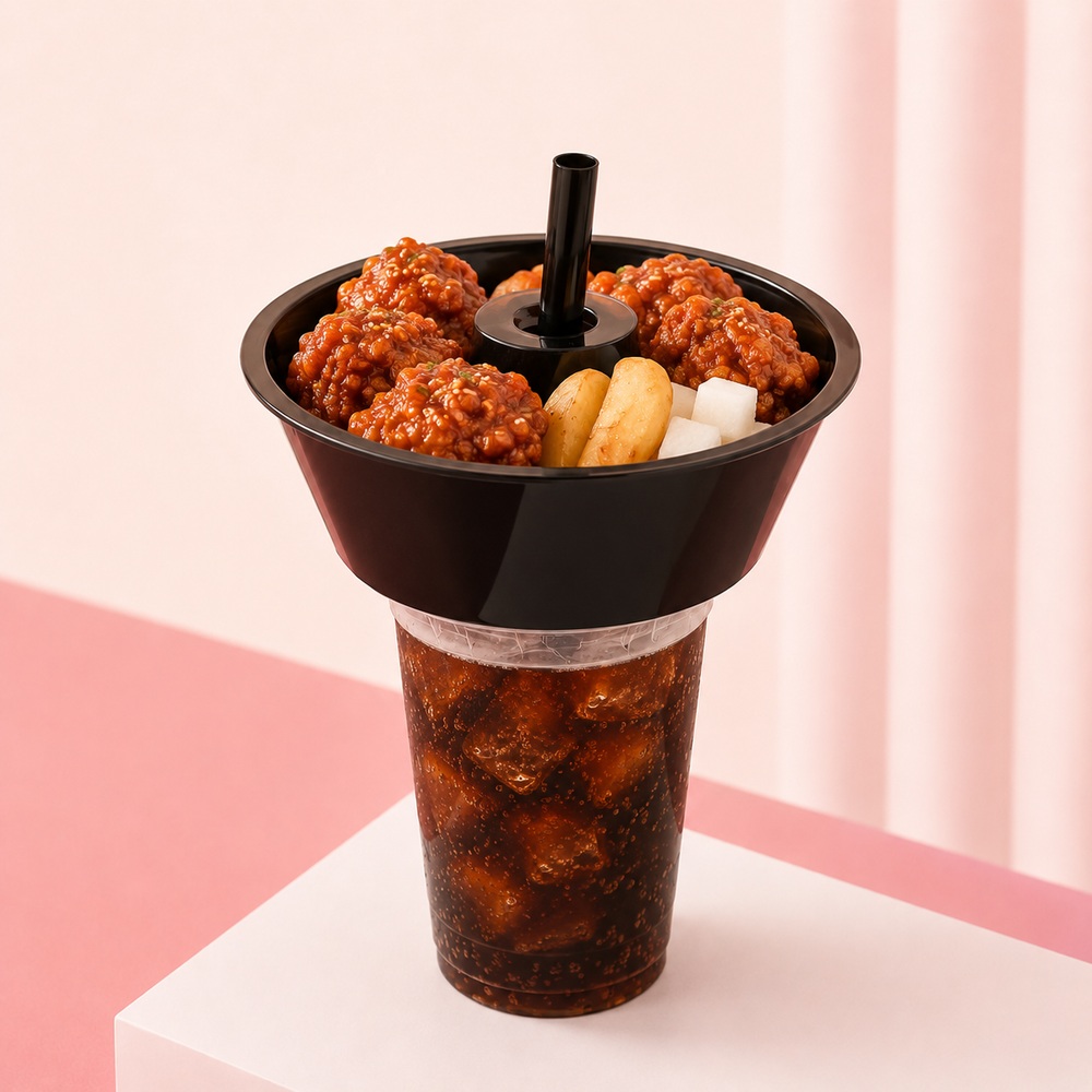 일회용 콜팝컵 콤보컵 분리형 간식용기 테이크아웃 치킨컵 푸드트럭 360~700ml 이미지 6