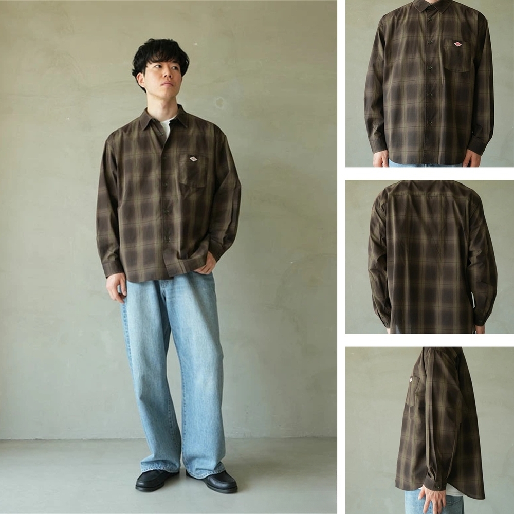 단톤 와이드 실루엣 레귤러 컬러 긴팔 워크 셔츠 남성 DT-B0398TCV BROWN 42 이미지 7