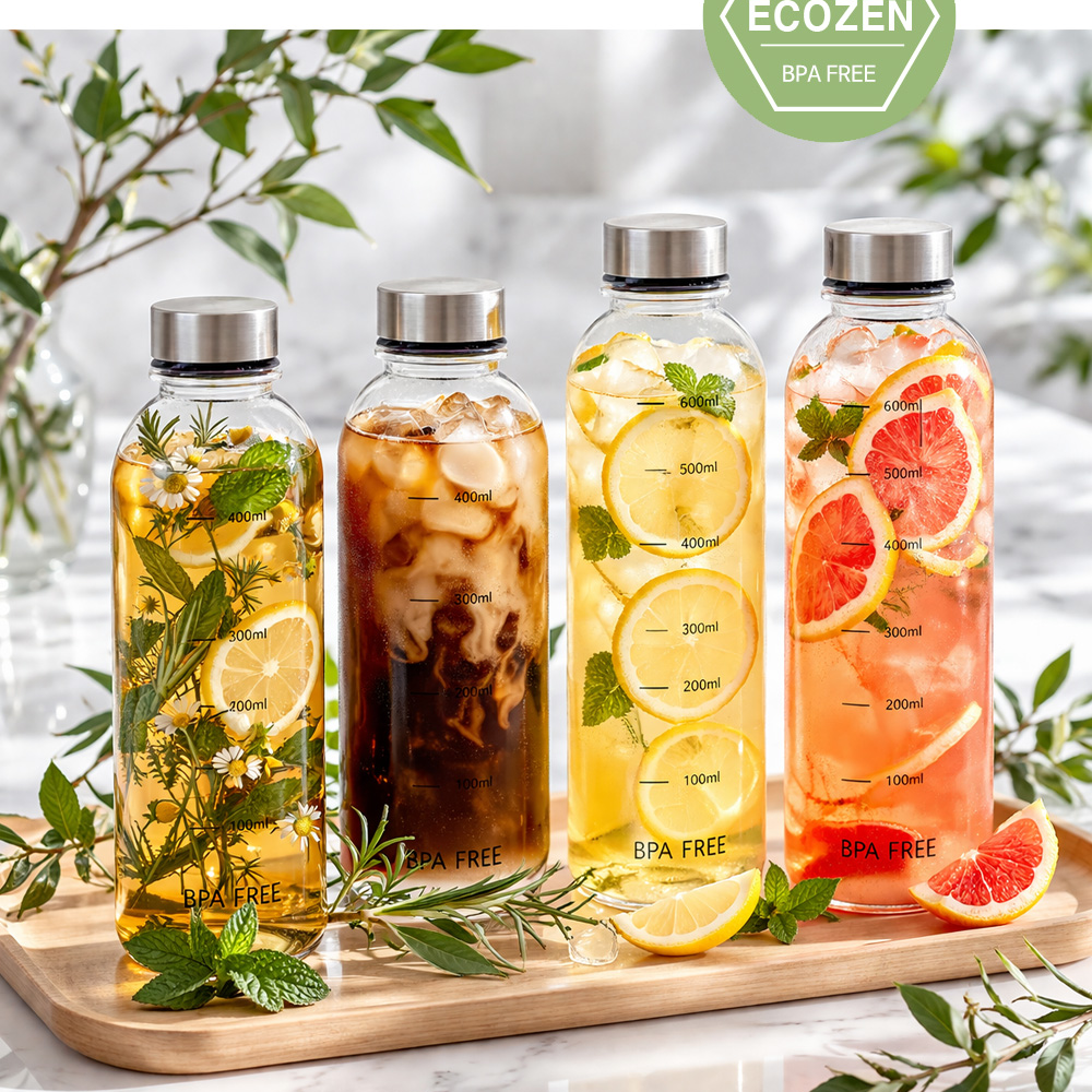 감성미니멀휴대간편눈금보틀 에코젠라이프스타일클리어보틀 투명디자인 700ml - 상세 이미지 2