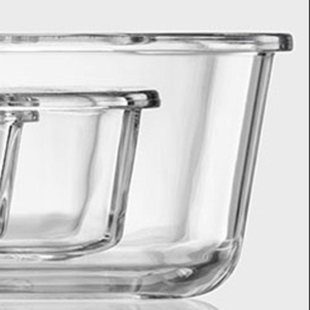 내열유리냉장고정리글라스용기 스마트적층전자레인지용유리용기 민트색냉동보관 630ml 2개입 - 상세 이미지 2