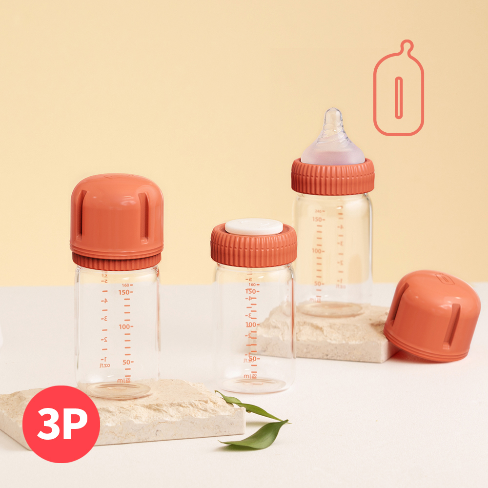안심유리젖병 160ml 3P 신생아 출산선물 - 상품 이미지