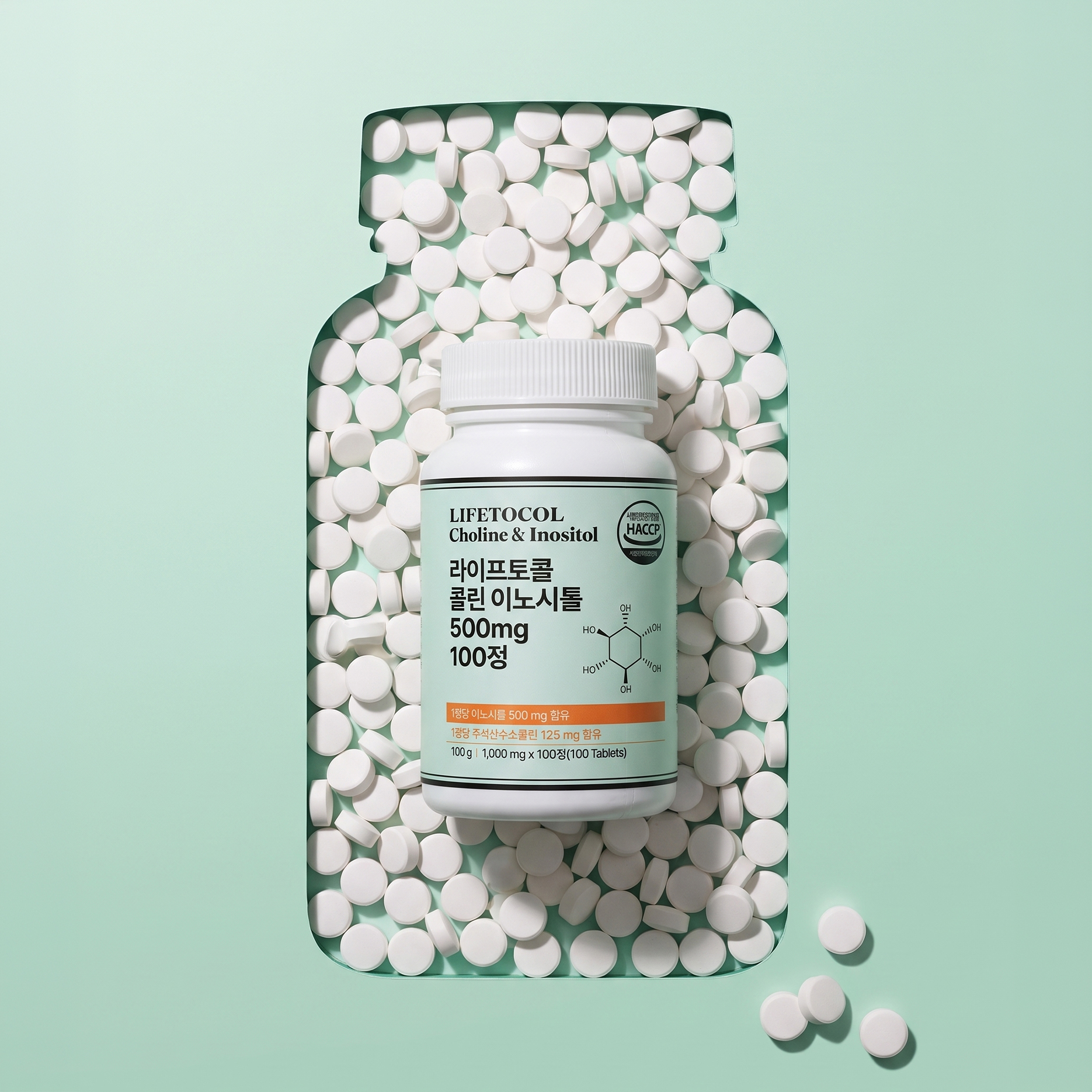 라이프토콜 콜린 이노시톨 500mg 임신 임산부 자궁 100정, 1개 이미지 2