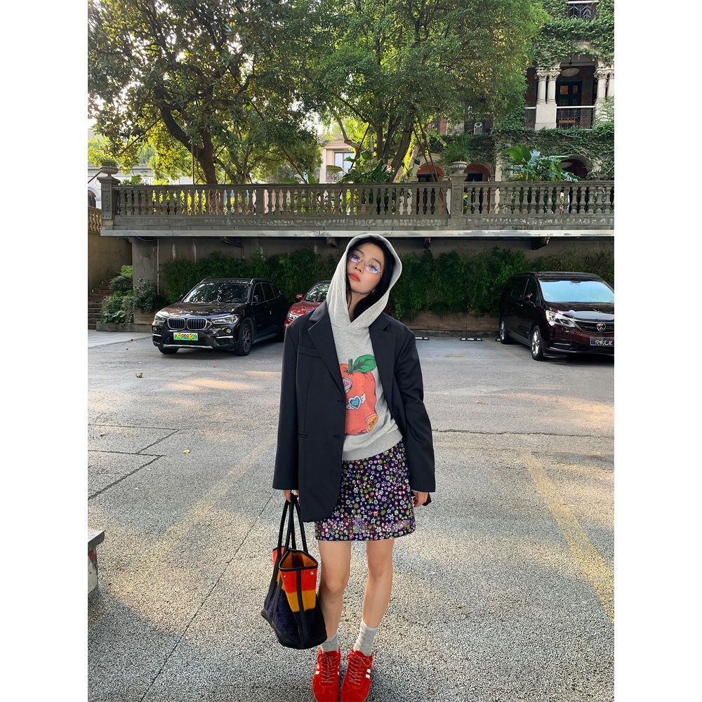 스팽글꽃패턴 A라인 밴딩미니스커트 속바지포함 유니크 예쁜 디자인 네이비 - 상세 이미지 5