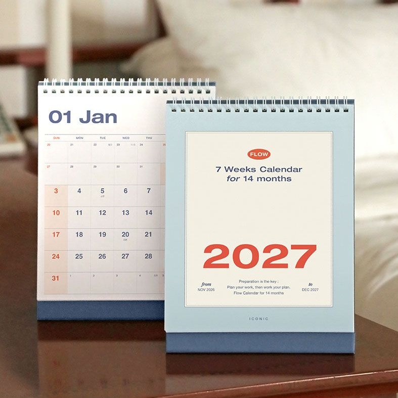 27년 탁상달력 3개월 2027 데스크 캘린더 플로우 2027년 책상 달력 일정 스케줄러 - 상품 이미지