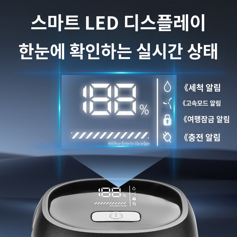 6헤드 회전식 전기면도기 남성용 충전식 방수 물세척 휴대용 면도기 그레이블루 - 상세 이미지 3