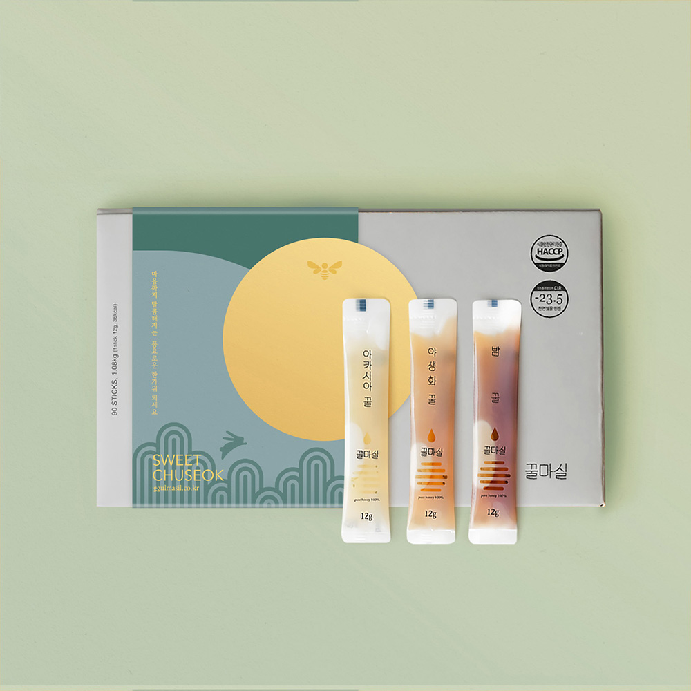 꿀마실 꿀스틱 국내산 벌꿀 12g 90포 선물세트 아카시아 야생화 밤꿀 실속형 운동용 - 상품 이미지