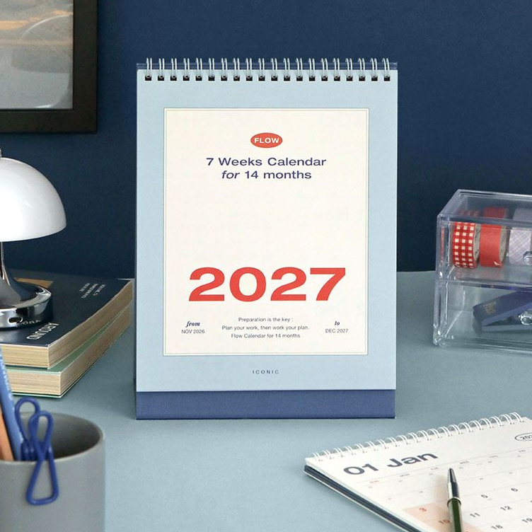 2027년 탁상달력 3개월 27년 플로우 세로형 캘린더 2027 책상 스케줄러 아이코닉 이미지 7