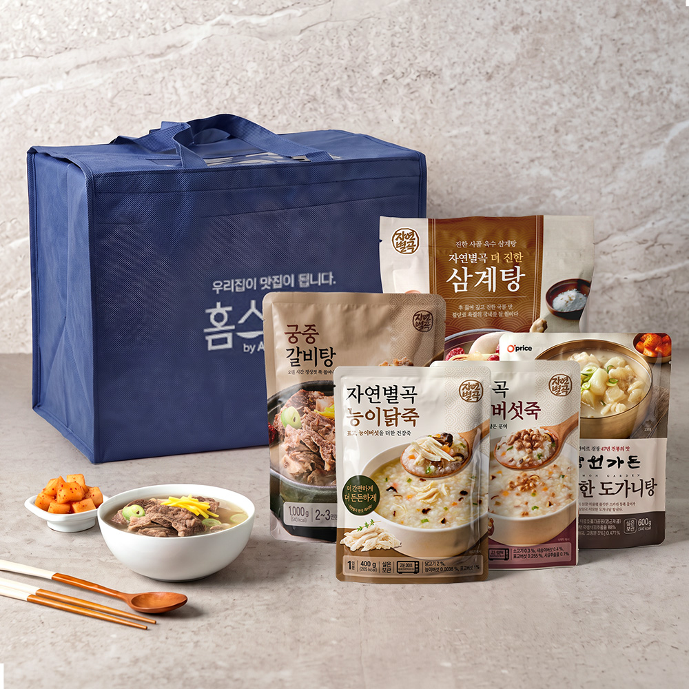 자연별곡 5종 보양세트 궁중 갈비탕 1kg+삼원가든 도가니탕 600g+삼계탕 900g+죽2종(소고기버섯,닭) - 상품 이미지