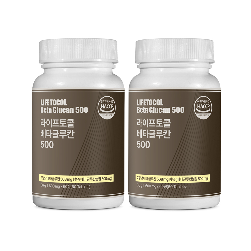 라이프토콜 베타글루칸 500mg 효모 60정, 2개 - 상품 이미지