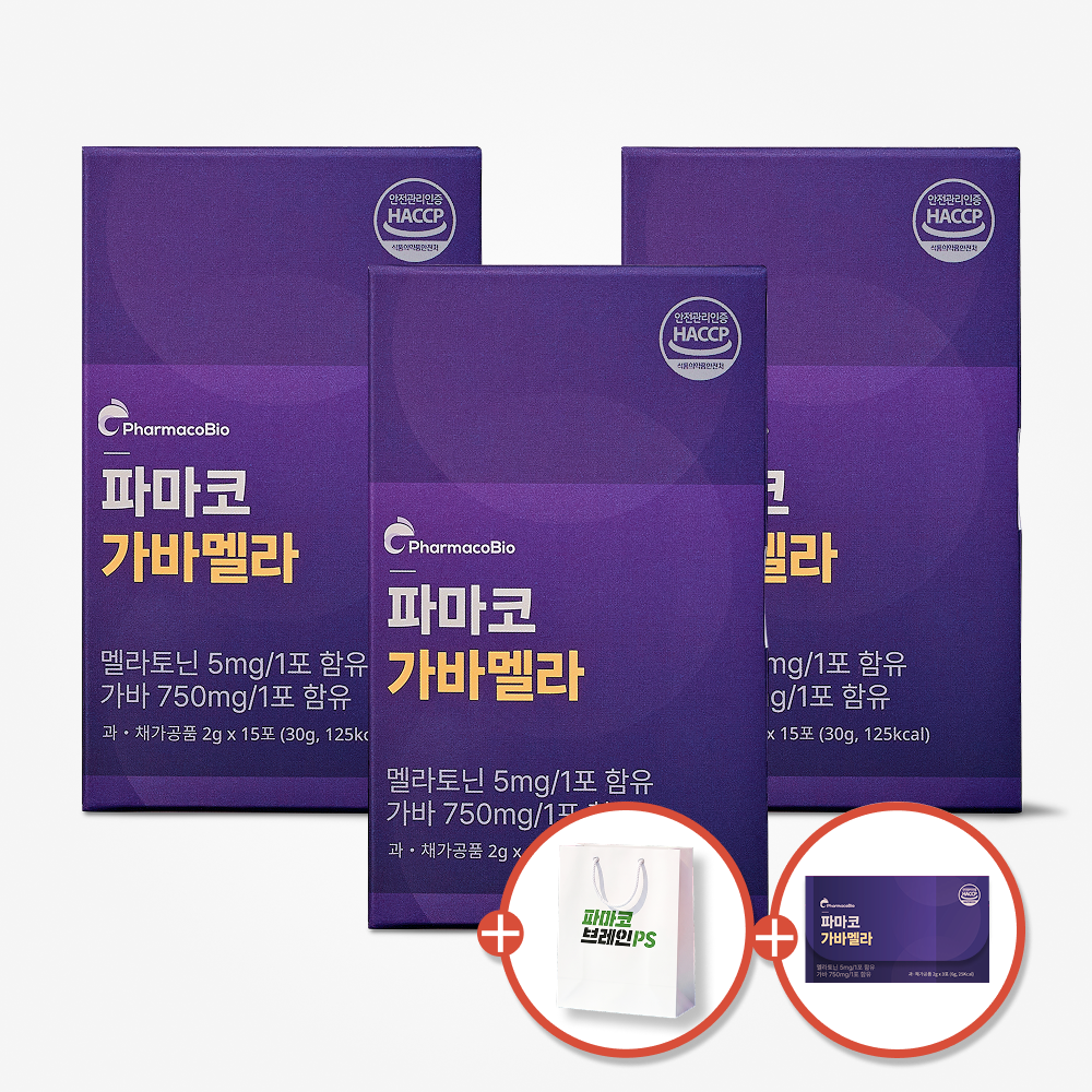 가바멜라 멜라토닌 5mg GABA 750mg 식물성 유산균 발효 15포, 3개 - 상품 이미지