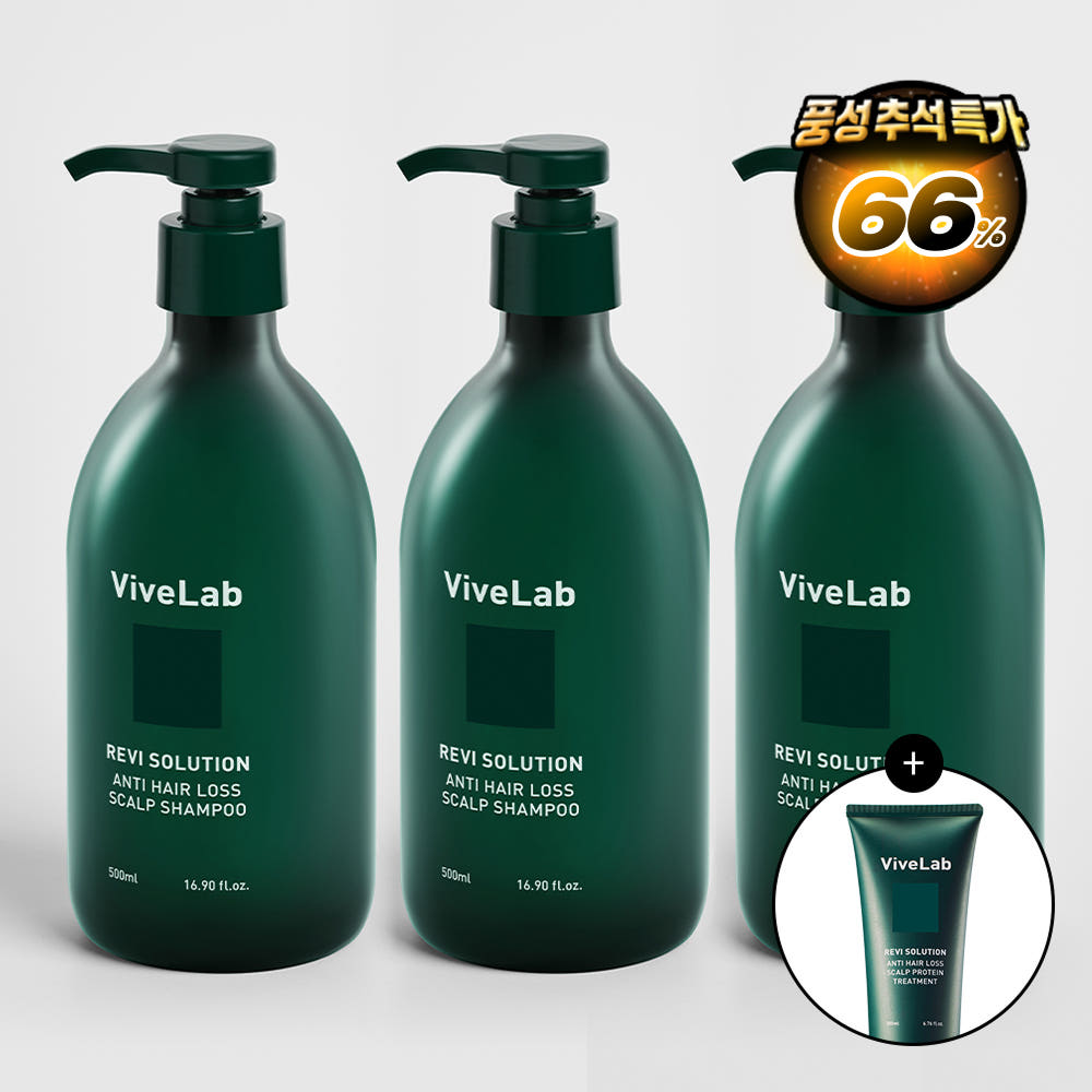 바이브랩 4주 솔루션 초록 탈모 샴푸 우디플로럴머스크, 500ml, 3개
