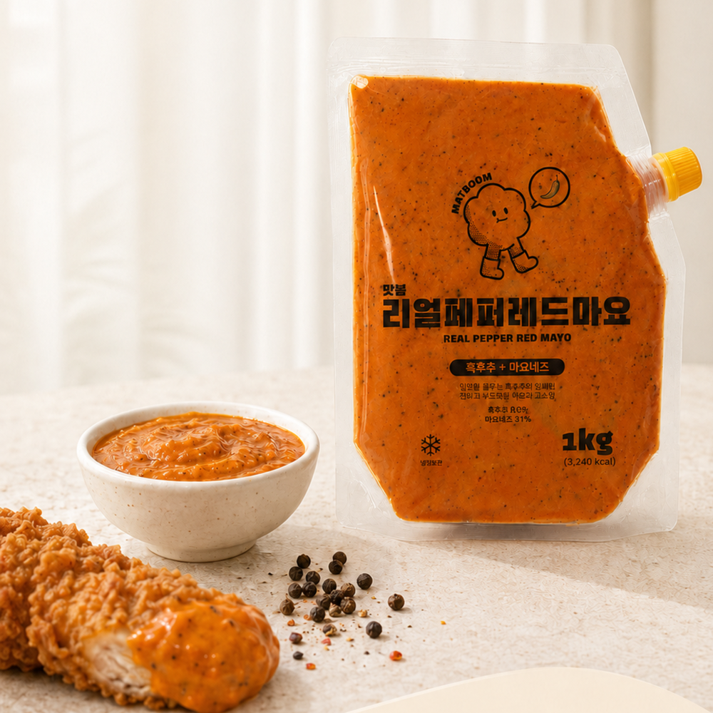 맛붐 레드마요소스 1kg 매운맛 페퍼 후추 마요네즈 치킨소스 - 상세 이미지 5