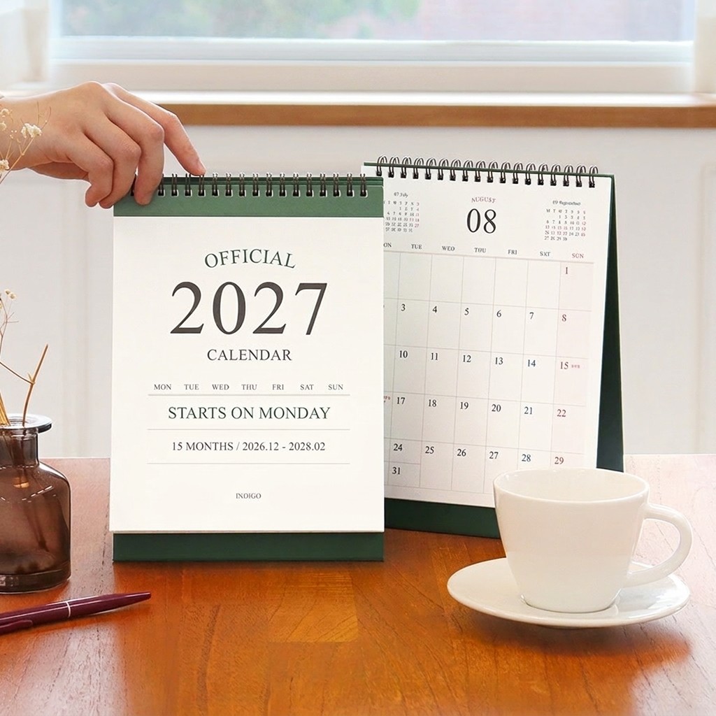 2027 탁상달력 인디고 27년 데스크캘린더 교사 업무 2027년 책상 달력 일정 15개월 - 상품 이미지