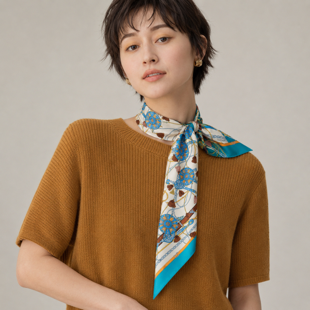 카운티오브밀란 실크100 여성 롱 방도 스카프 15X150 틸그린(TEAL GREEN) - 상세 이미지 2