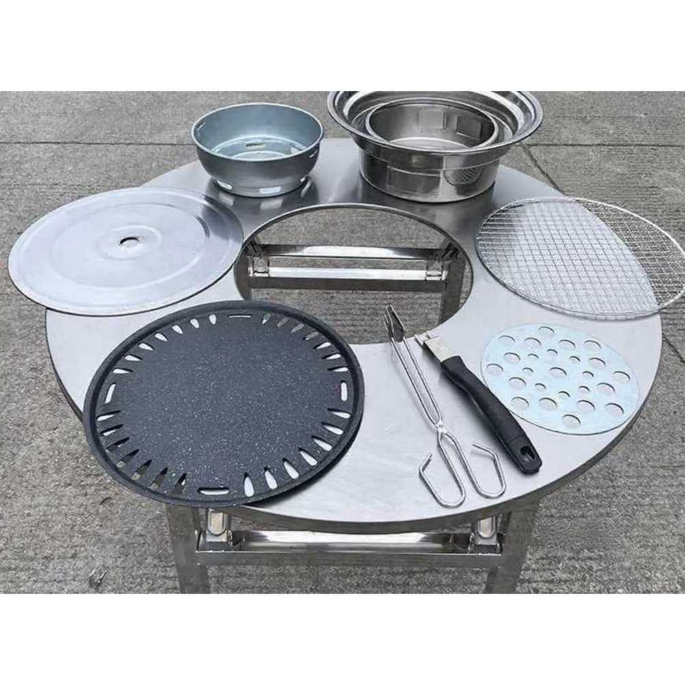 깡통테이블 고깃집 테이블 로스타 포차 바베큐 업소용 80x55cm 32.5cm - 상품 이미지