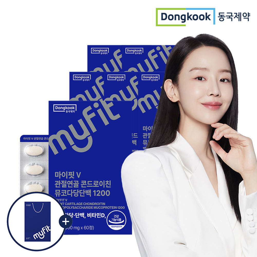 동국제약 마이핏V 관절연골 뼈건강 소연골 콘드로이친 뮤코다당단백 1200 60정, 6개