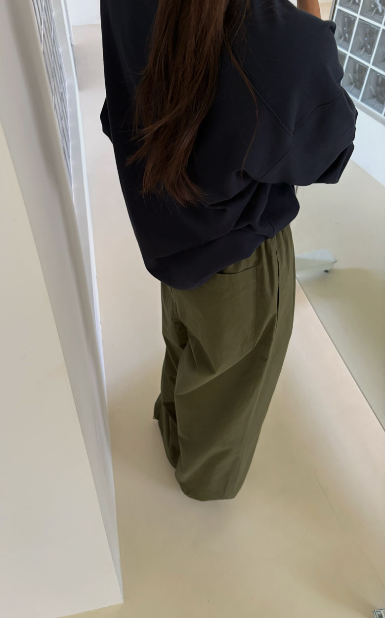 [일부당일] 바스켓 파크 코튼 팬츠 밴딩 투웨이 와이드 바지 (3c) - 상세 이미지 5