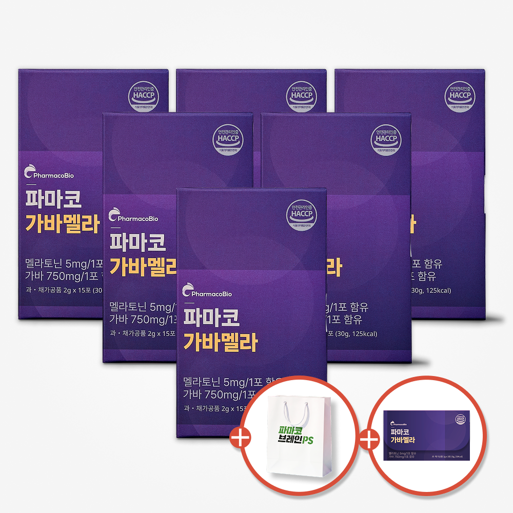 가바멜라 멜라토닌 5mg GABA 750mg 식물성 유산균 발효 15포, 6개 - 상품 이미지