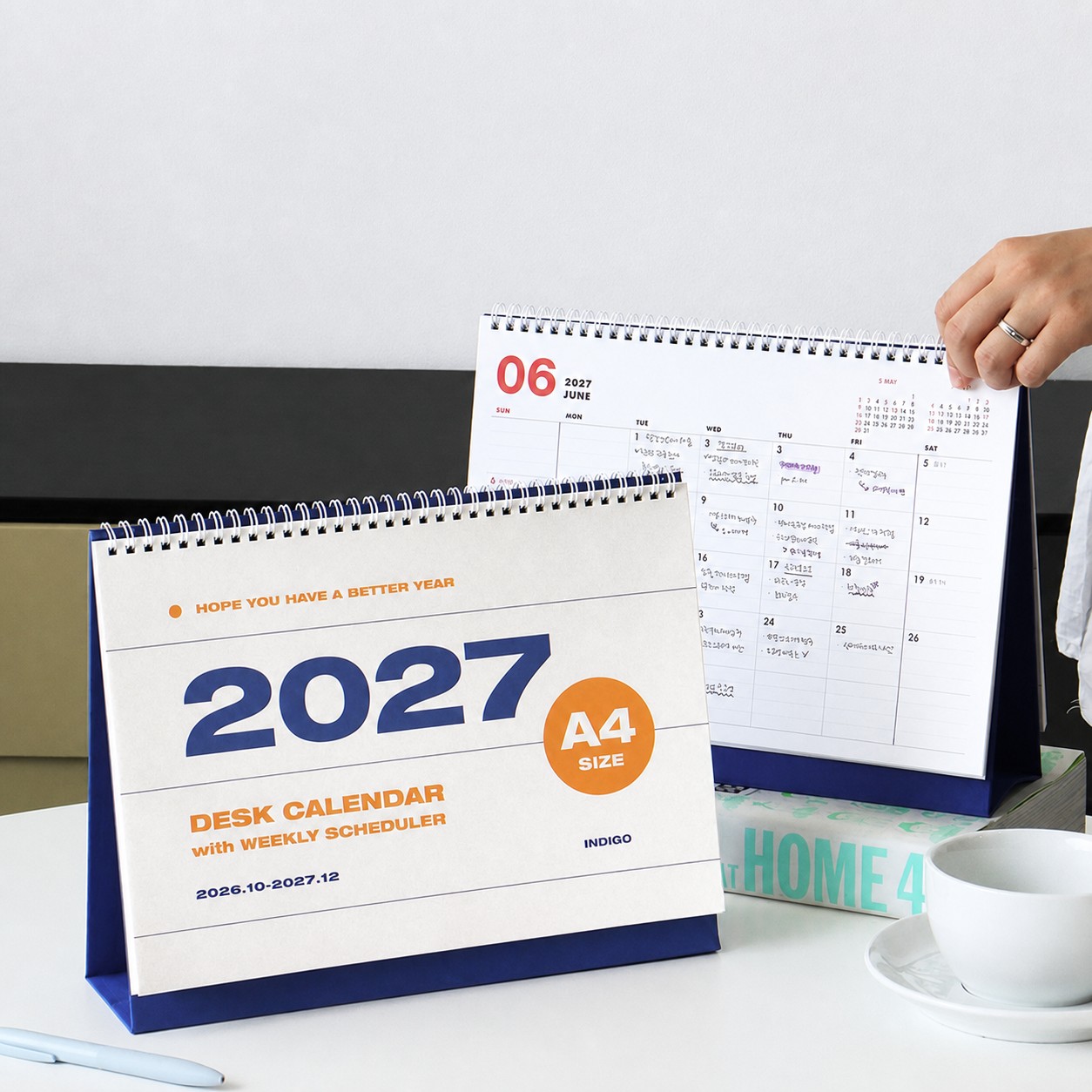 2027년 탁상달력 대형 A4 27년 데스크 캘린더 2027 책상 스케줄러 메모 인디고 - 상세 이미지 3
